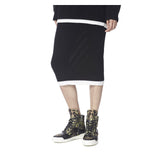 HOLED DIAGONALS BLACK KNITTED SKIRT - THE BOX BOUTIQUE