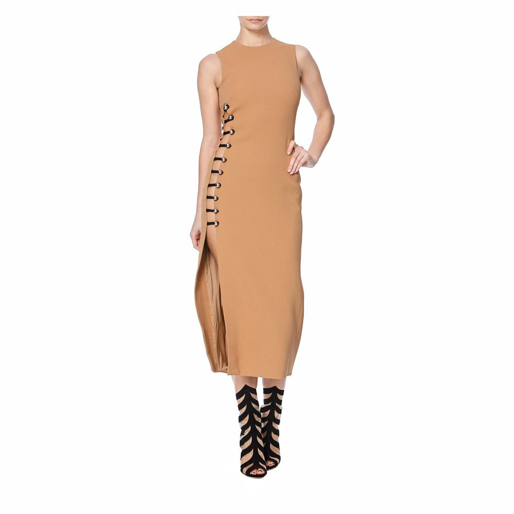 PENCIL DRESS WITH ONE SIDE LOOPS AND METAL BALLS - THE BOX BOUTIQUE