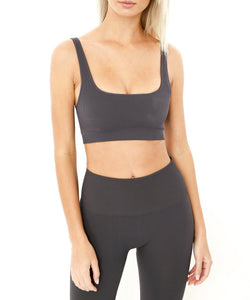 SEAL GREY RIBBED BRA - THE BOX BOUTIQUE