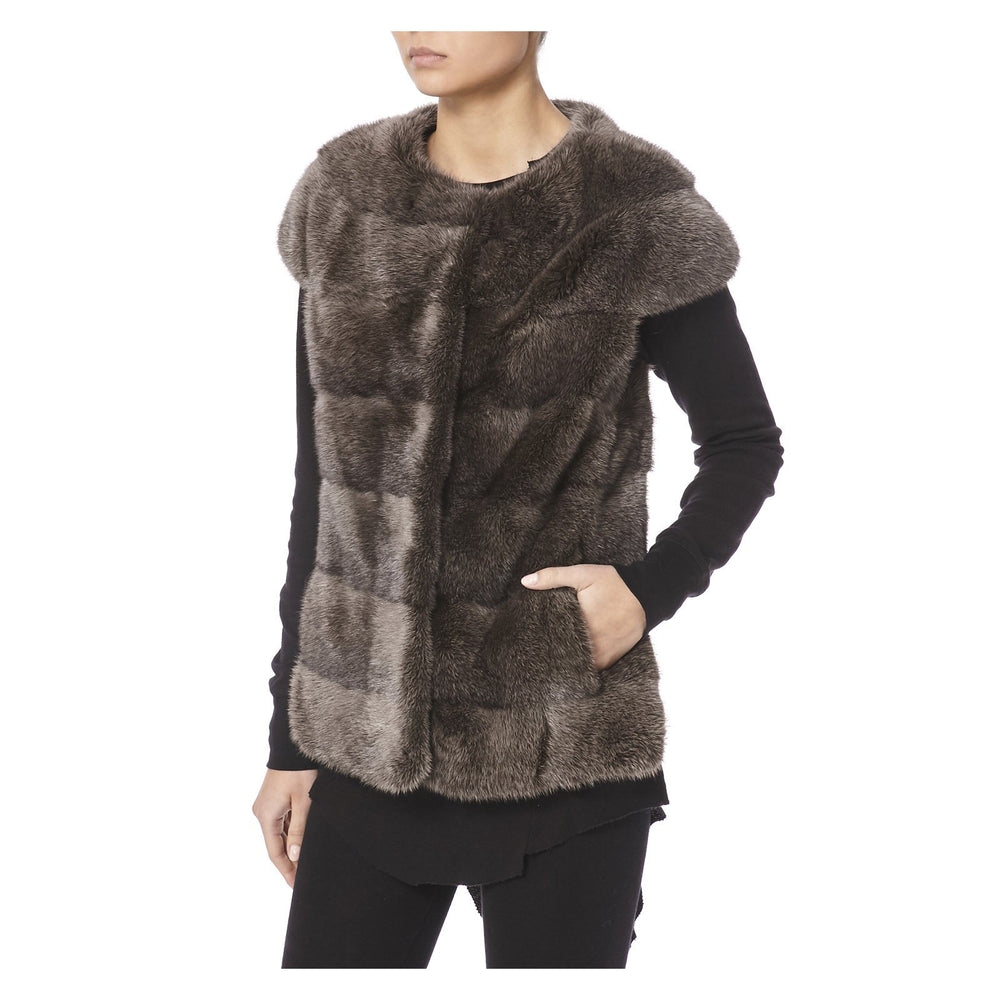 BROWN MAGNUM FUR GILET - THE BOX BOUTIQUE