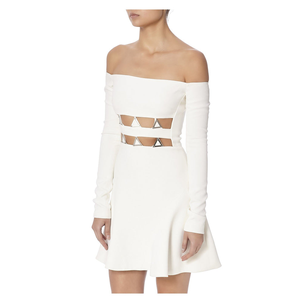 METAL EMBROIDERED DRESS WITH CUT OUTS - THE BOX BOUTIQUE