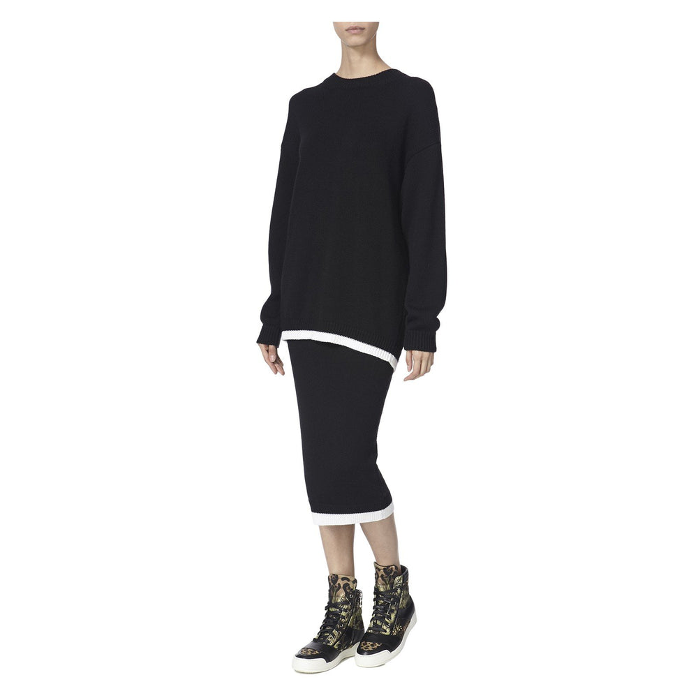 HOLED DIAGONALS BLACK KNITTED SKIRT - THE BOX BOUTIQUE