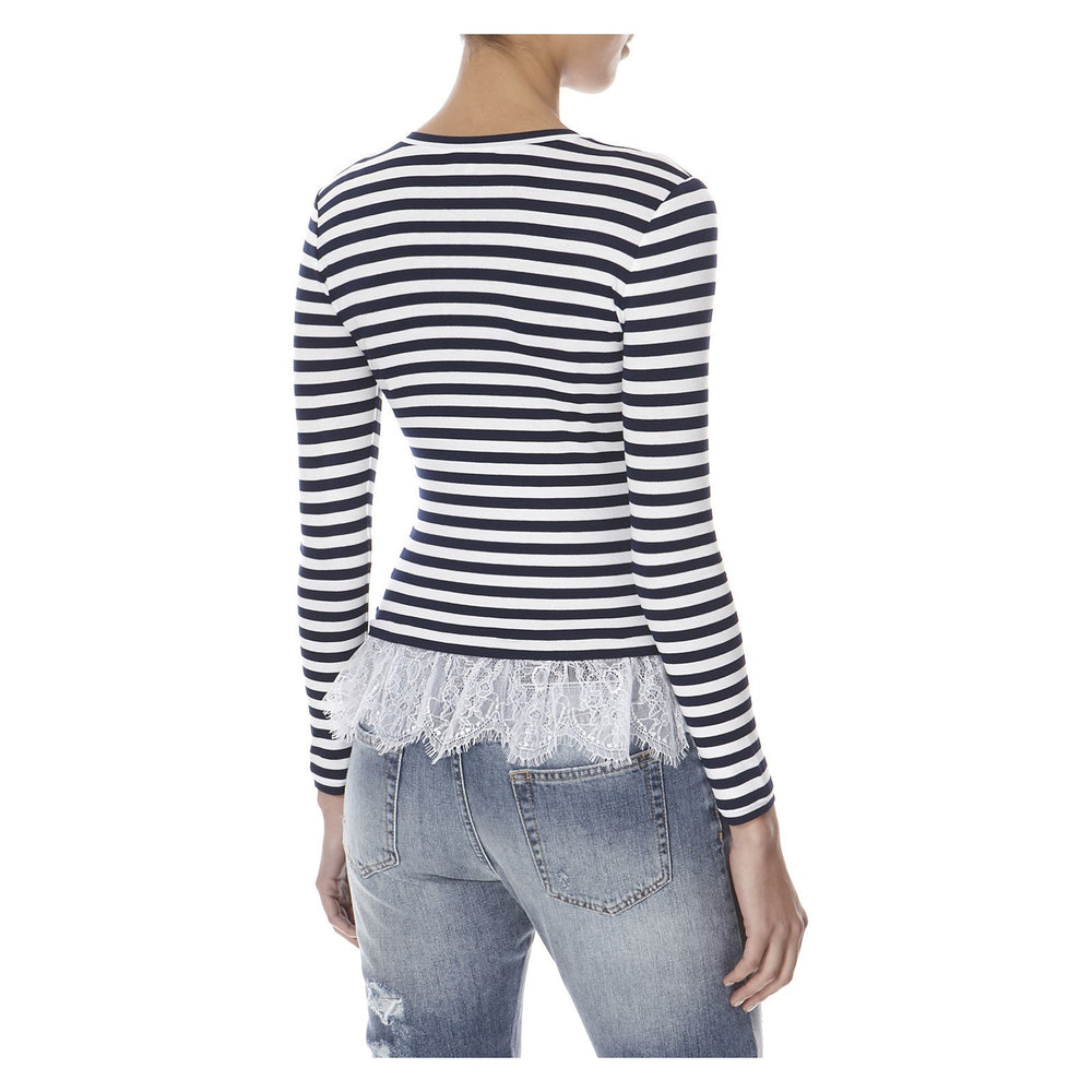 STRIPED TOP WITH BOTTOM LACE - THE BOX BOUTIQUE