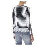 STRIPED TOP WITH BOTTOM LACE - THE BOX BOUTIQUE