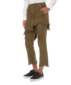 SURPLUS DOUBLE LAYERED JEANS IN OLIVE - THE BOX BOUTIQUE