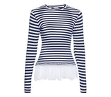 STRIPED TOP WITH BOTTOM LACE - THE BOX BOUTIQUE