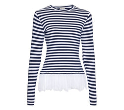 STRIPED TOP WITH BOTTOM LACE - THE BOX BOUTIQUE