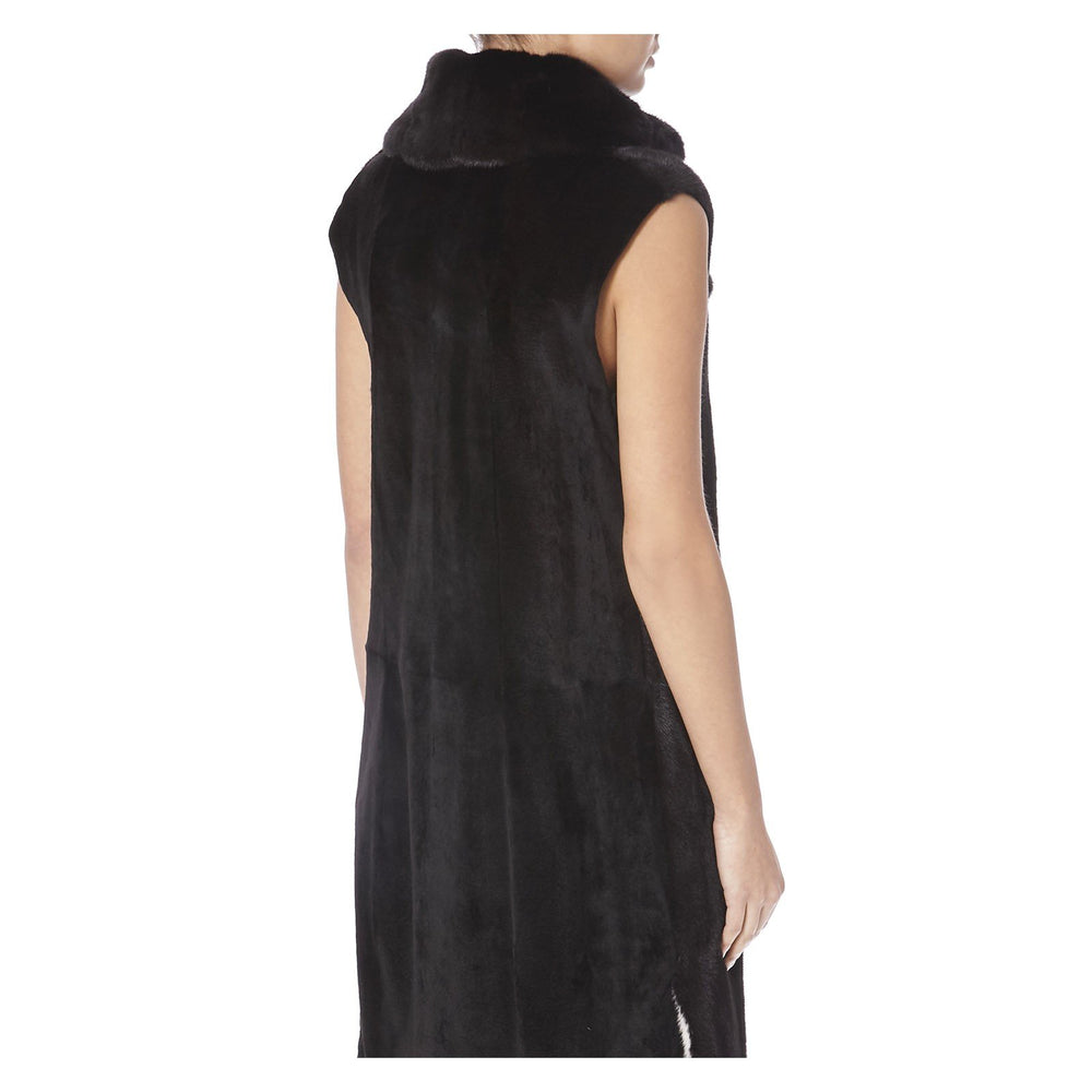 TWIX LONG BLACK MINK SLEEVELESS FUR - THE BOX BOUTIQUE