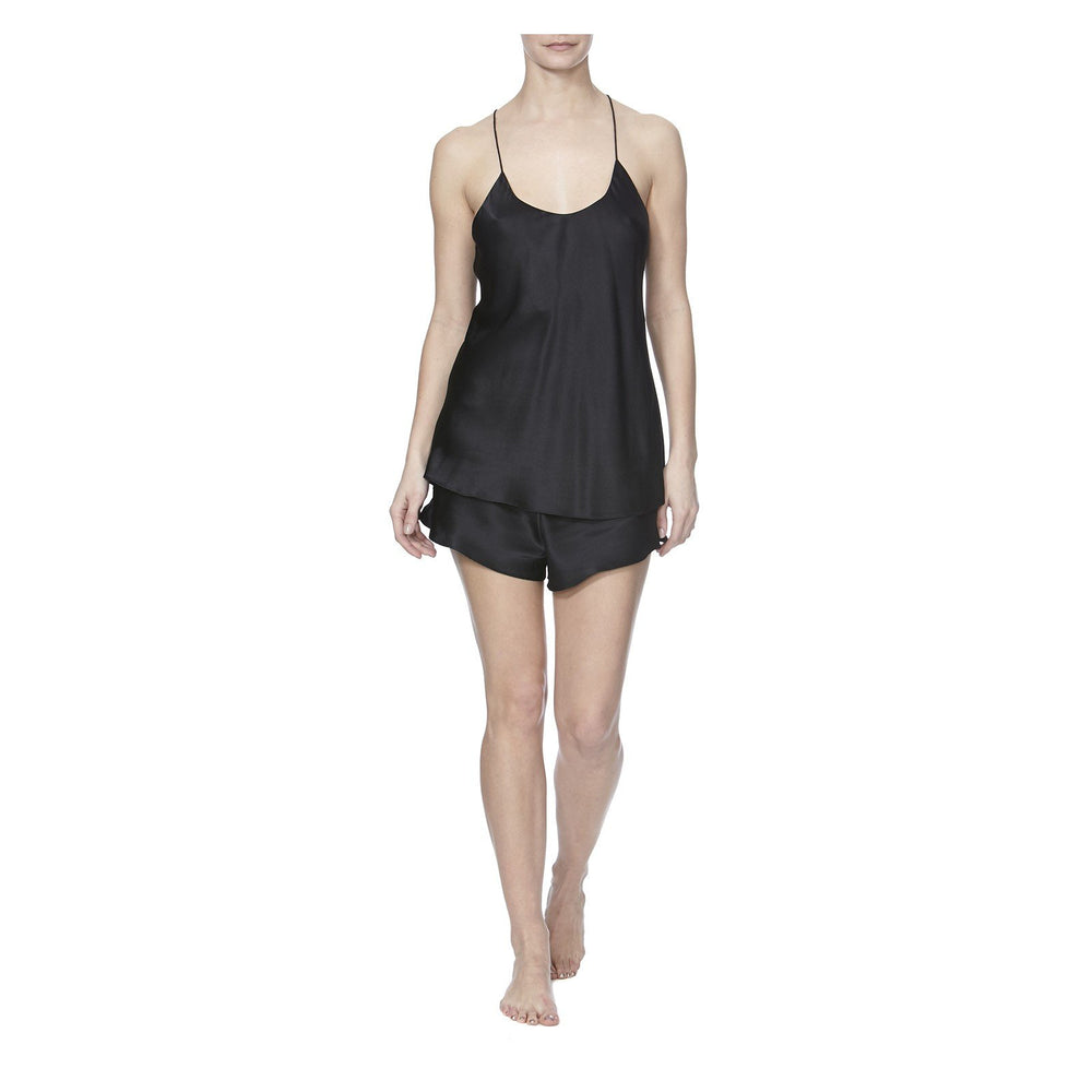 BELLA JET BLACK CORE SILK CAMISOLE SET - THE BOX BOUTIQUE
