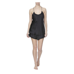BELLA JET BLACK CORE SILK CAMISOLE SET - THE BOX BOUTIQUE