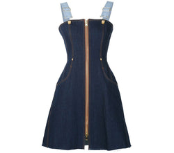 DENIM MINI STRUCTURED OVERALL DRESS - THE BOX BOUTIQUE