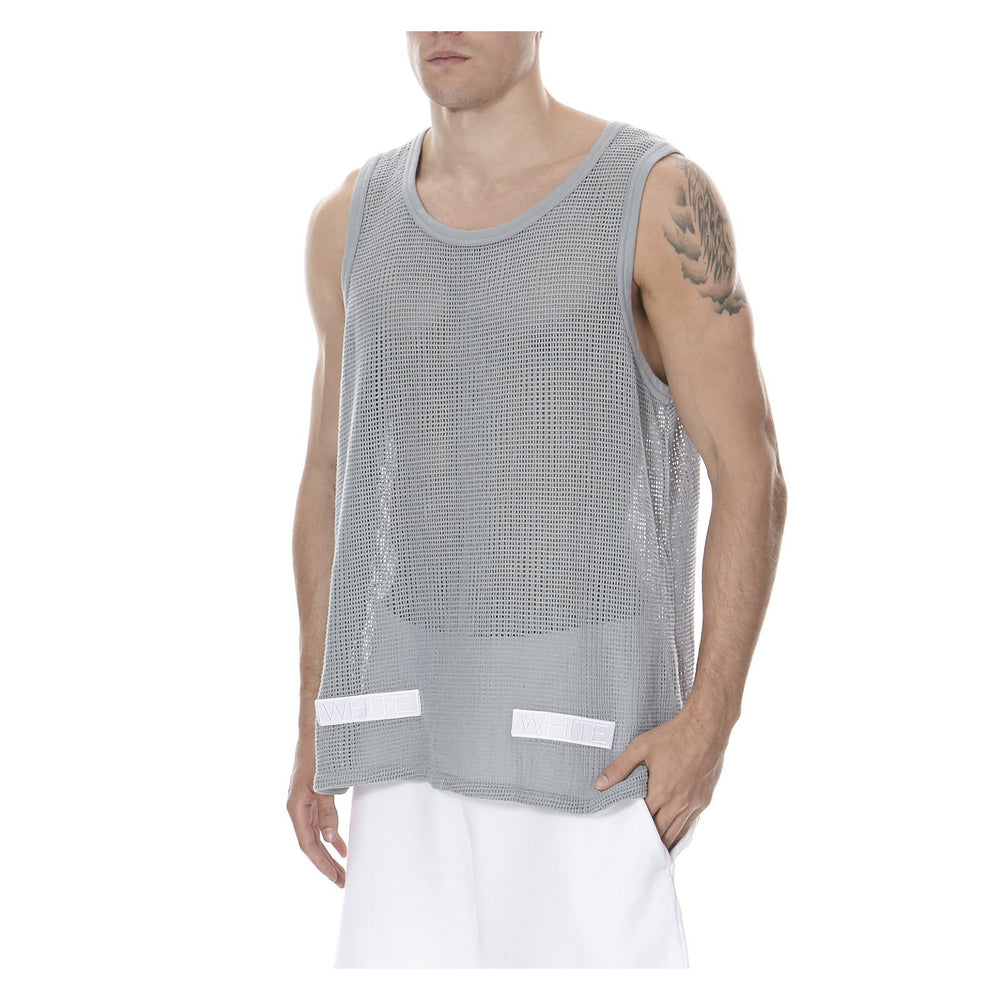 DUSTY BLUE RAW CUT EDGE TANK TOP - THE BOX BOUTIQUE