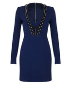 V-NECK LONG SLEEVE DRESS - THE BOX BOUTIQUE