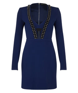 V-NECK LONG SLEEVE DRESS - THE BOX BOUTIQUE