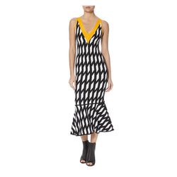 CONTRAST TRIM FIT AND FLARE KNIT DRESS - THE BOX BOUTIQUE