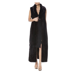 TWIX LONG BLACK MINK SLEEVELESS FUR - THE BOX BOUTIQUE