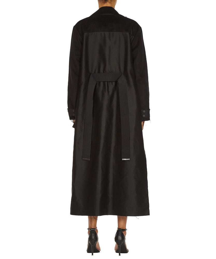 BLACK LONG SLIT COAT - THE BOX BOUTIQUE