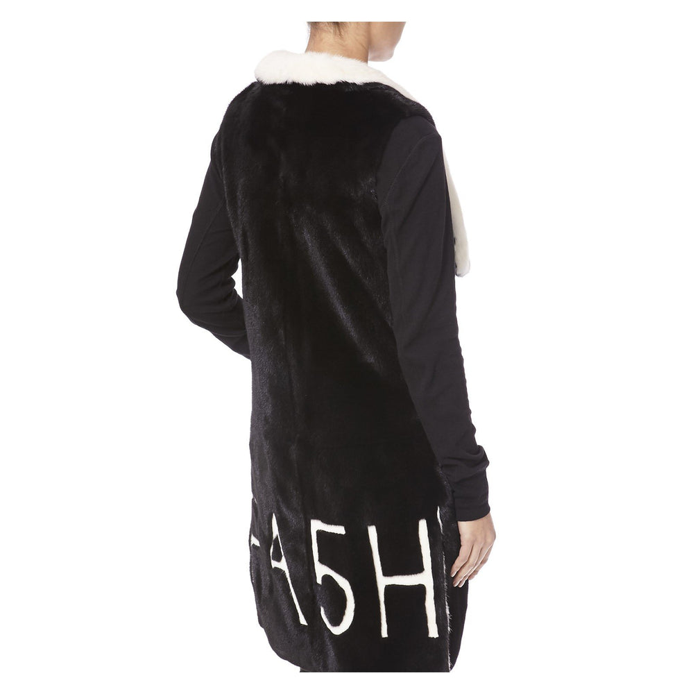 BLACK MINK FUR WITH WHITE COLLAR - THE BOX BOUTIQUE