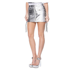 FLASH METALLIC LEATHER SKIRT - THE BOX BOUTIQUE