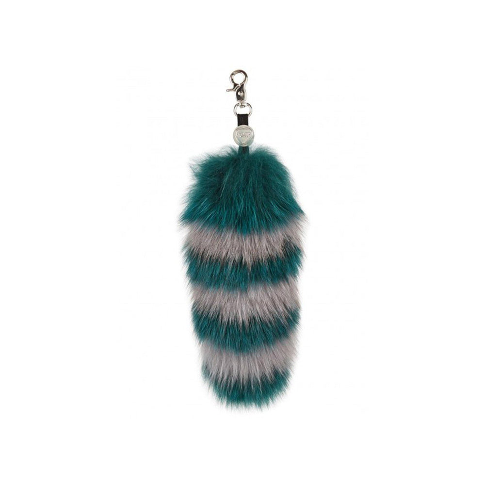GOODY GUMDROPS FUR KEY RING IN GREEN AND GREY - THE BOX BOUTIQUE