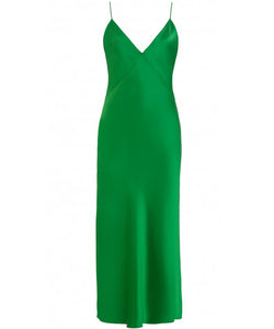 ISSA GREEN FLASH SILK SLIP DRESS - THE BOX BOUTIQUE