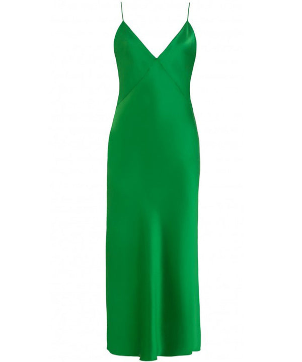 ISSA GREEN FLASH SILK SLIP DRESS - THE BOX BOUTIQUE