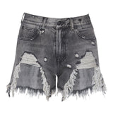 SHREDDED SLOUCHY SHORTS IN BLACK - THE BOX BOUTIQUE
