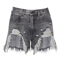 SHREDDED SLOUCHY SHORTS IN BLACK - THE BOX BOUTIQUE