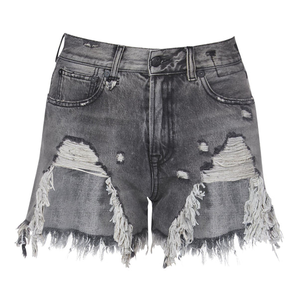 SHREDDED SLOUCHY SHORTS IN BLACK - THE BOX BOUTIQUE