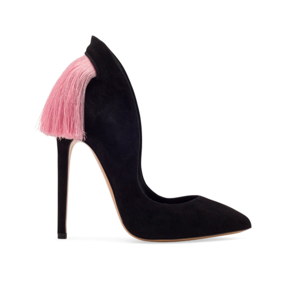 IZO PUMP BLACK WITH PINK FRINGE - THE BOX BOUTIQUE