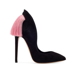IZO PUMP BLACK WITH PINK FRINGE - THE BOX BOUTIQUE