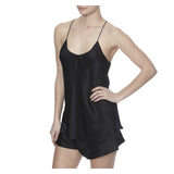 BELLA JET BLACK CORE SILK CAMISOLE SET - THE BOX BOUTIQUE