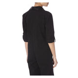 BLACK DENIM JUMPSUIT WITH BLACK BEADING - THE BOX BOUTIQUE