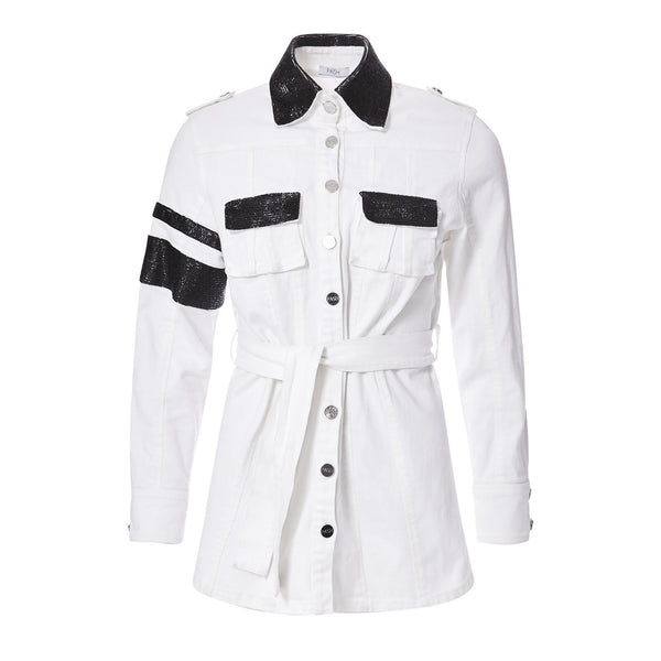 SAFARI JACKET IN WHITE DENIM - THE BOX BOUTIQUE