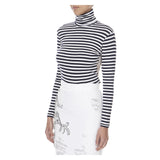 STRIPED TURTLENECK TOP WITH LACE BACK - THE BOX BOUTIQUE