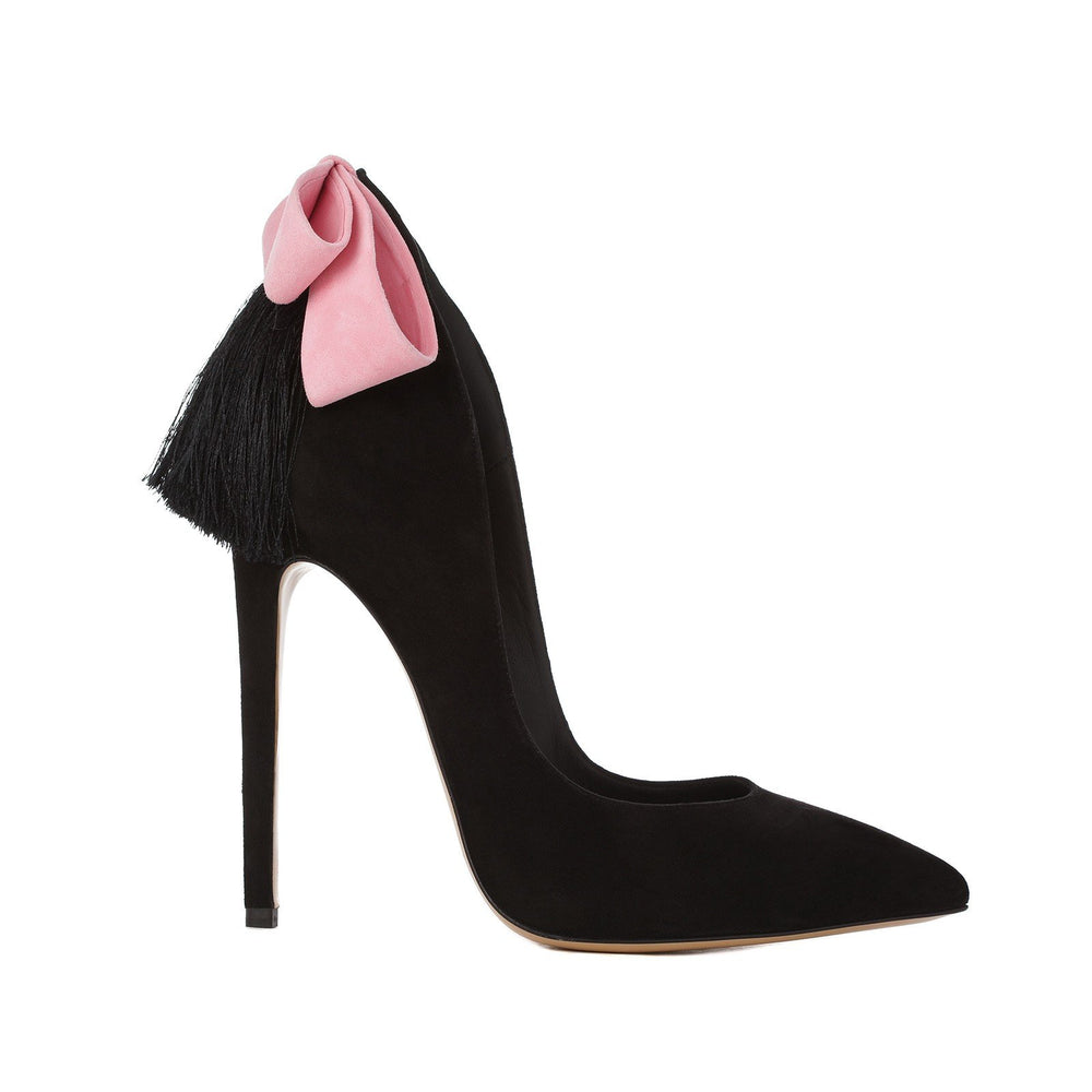 IZO BOW PUMP (PINK BOW WITH BLACK FRINGE) - THE BOX BOUTIQUE