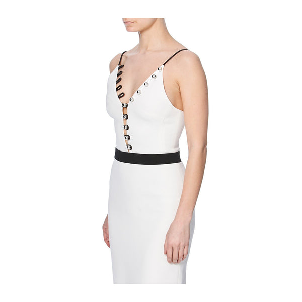 PENCIL DRESS WITH LOOPS AND METAL BALLS - THE BOX BOUTIQUE