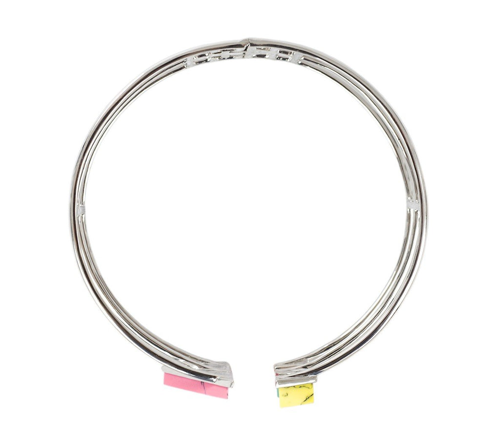 BT 5 COLLAR NECKLACE WITH TURQUOISE, YELLOW AND PINK - THE BOX BOUTIQUE