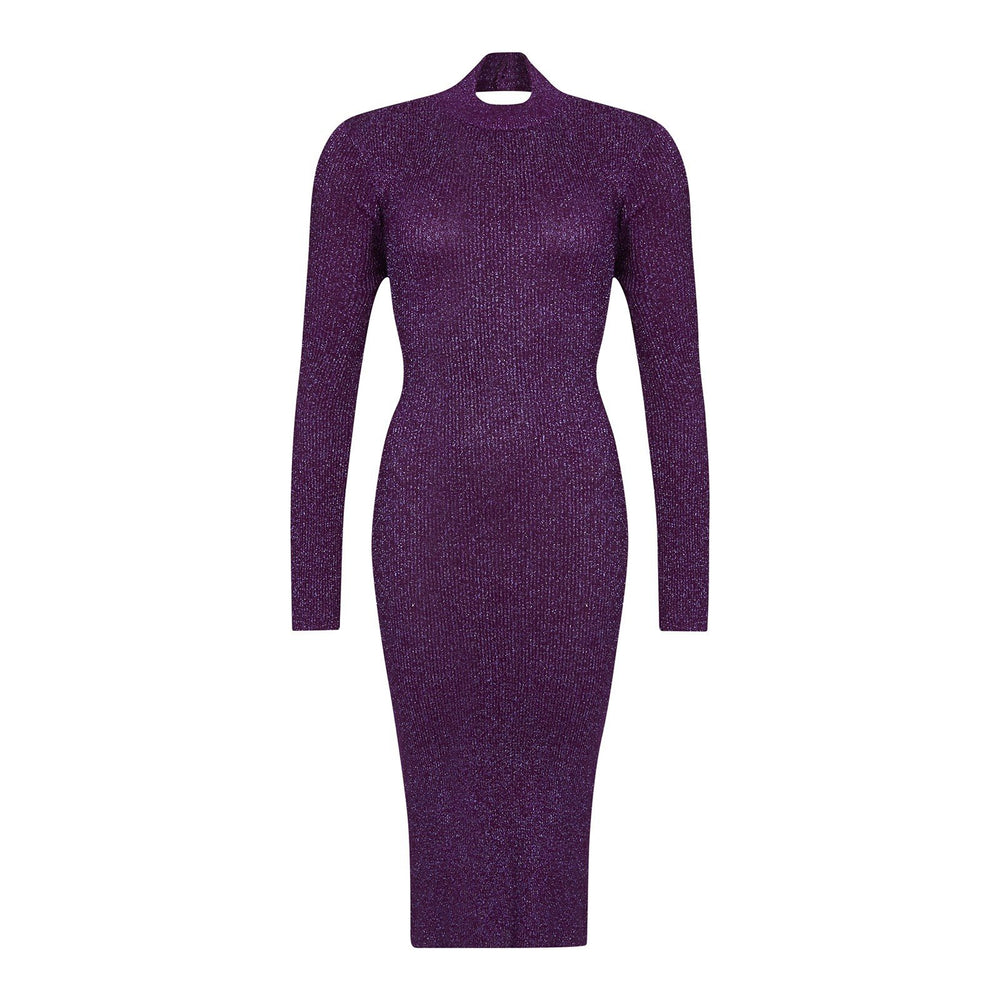 MIDNIGHT KNITTED DRESS IN PURPLE - THE BOX BOUTIQUE