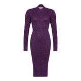 MIDNIGHT KNITTED DRESS IN PURPLE - THE BOX BOUTIQUE