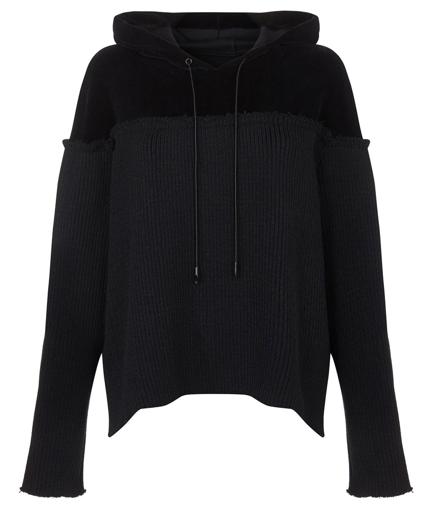 CONTRAST HOODIE IN BLACK - THE BOX BOUTIQUE