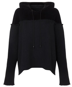 CONTRAST HOODIE IN BLACK - THE BOX BOUTIQUE