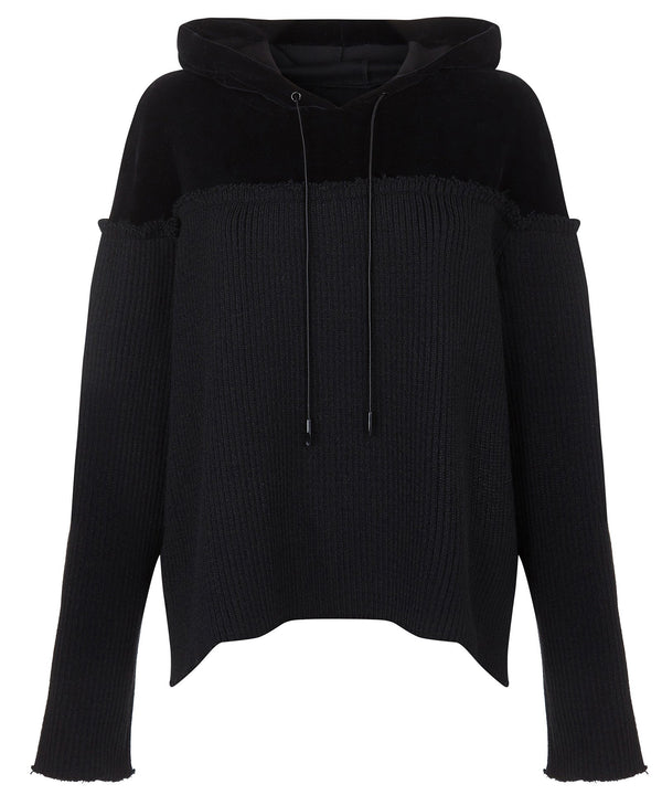 CONTRAST HOODIE IN BLACK - THE BOX BOUTIQUE