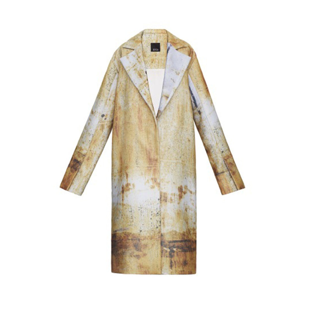 RUST PRINTED COAT - THE BOX BOUTIQUE