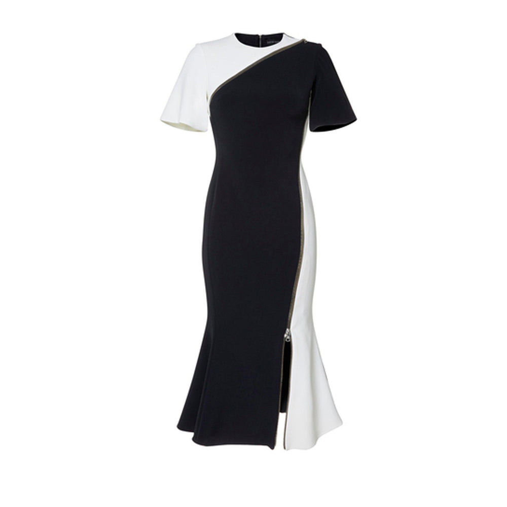 ZIP DETAIL FIT AND FLARE MIDI DRESS - THE BOX BOUTIQUE