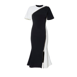 ZIP DETAIL FIT AND FLARE MIDI DRESS - THE BOX BOUTIQUE