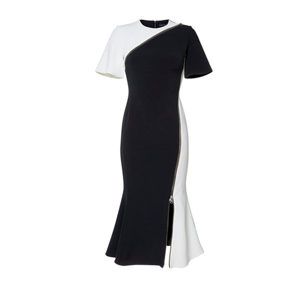 ZIP DETAIL FIT AND FLARE MIDI DRESS - THE BOX BOUTIQUE