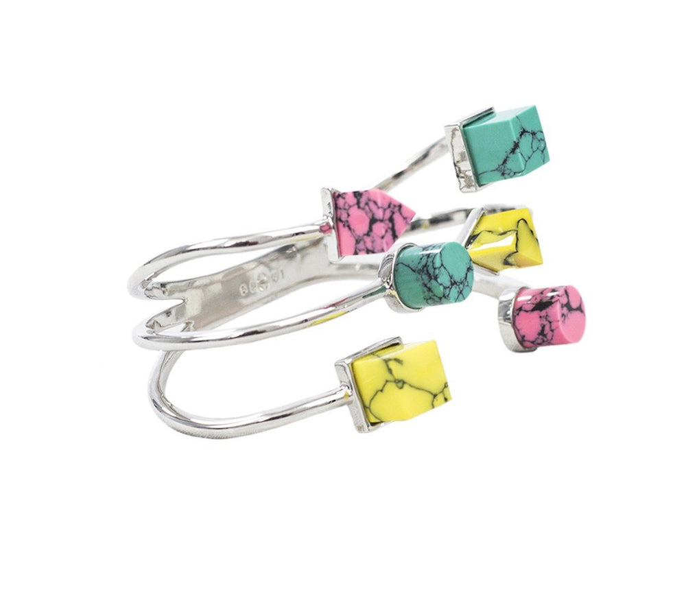 BTS31 HAND CUFF WITH YELLOW, PINK AND TURQUOISE - THE BOX BOUTIQUE