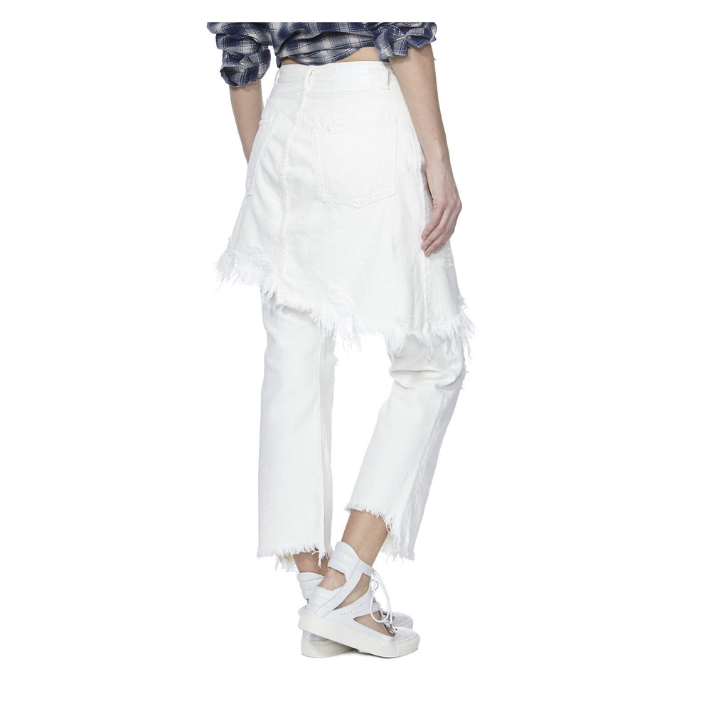 DOUBLE CLASSIC DISTRESSED JEANS IN WHITE - THE BOX BOUTIQUE