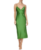 ISSA GREEN FLASH SILK SLIP DRESS - THE BOX BOUTIQUE